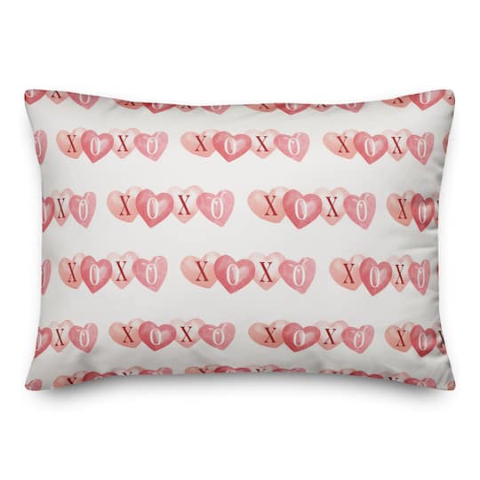 XOXO Hearts Pattern Rectangle Throw Pillow